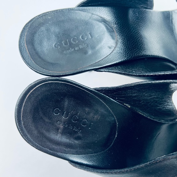 GUCCI: Brown, Leather & Gold metal Horsebit Mules, Size: EU 39C - US 9 - Picture 5 of 10